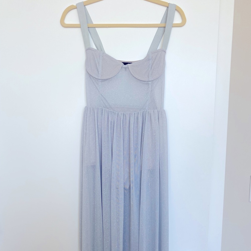 Marjorelle Sparkle Light Blue Sheer Dress - as seen on Tash Oakley